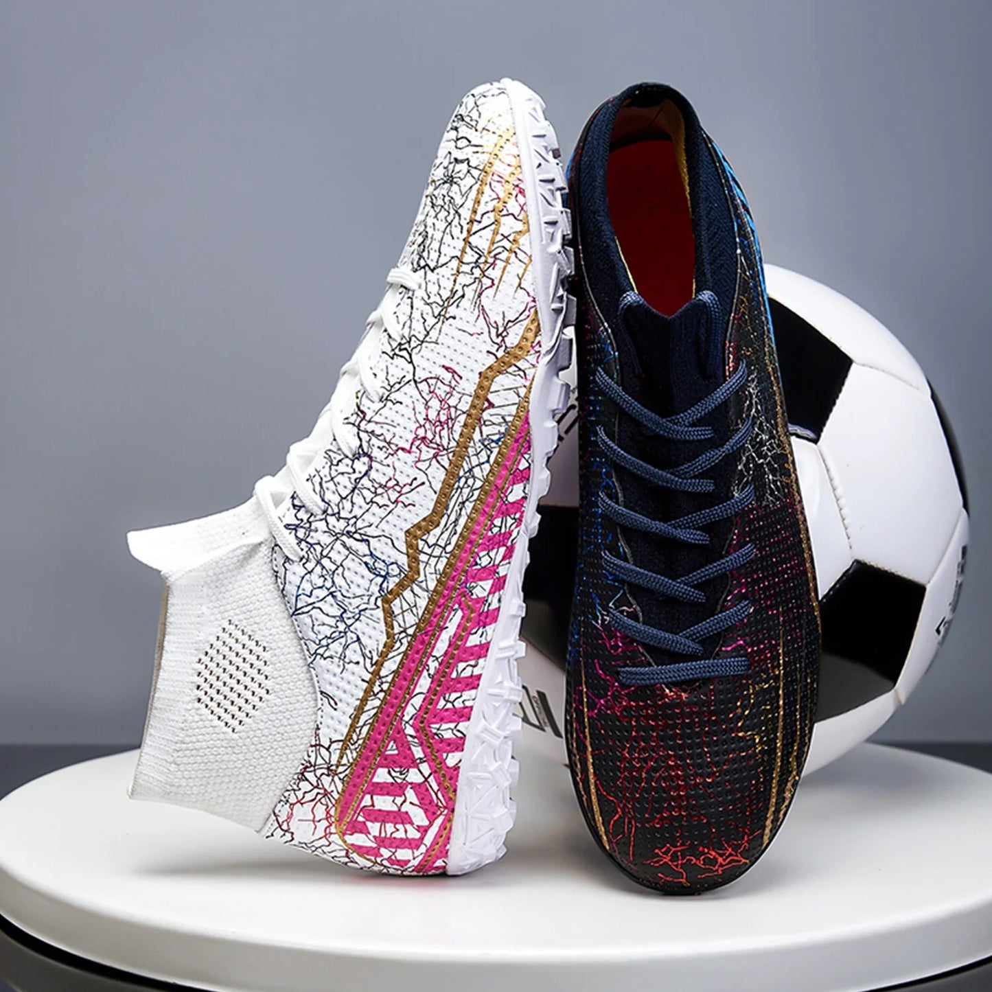 Outdoor High Top Football Shoes Trainer Sneakers Men Soccer Cleats