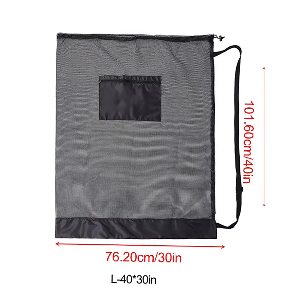 Extra Large Mesh Drawstring Sports Ball Bag with Zipper Pocket - Perfect for Soccer, Basketball, and Football!