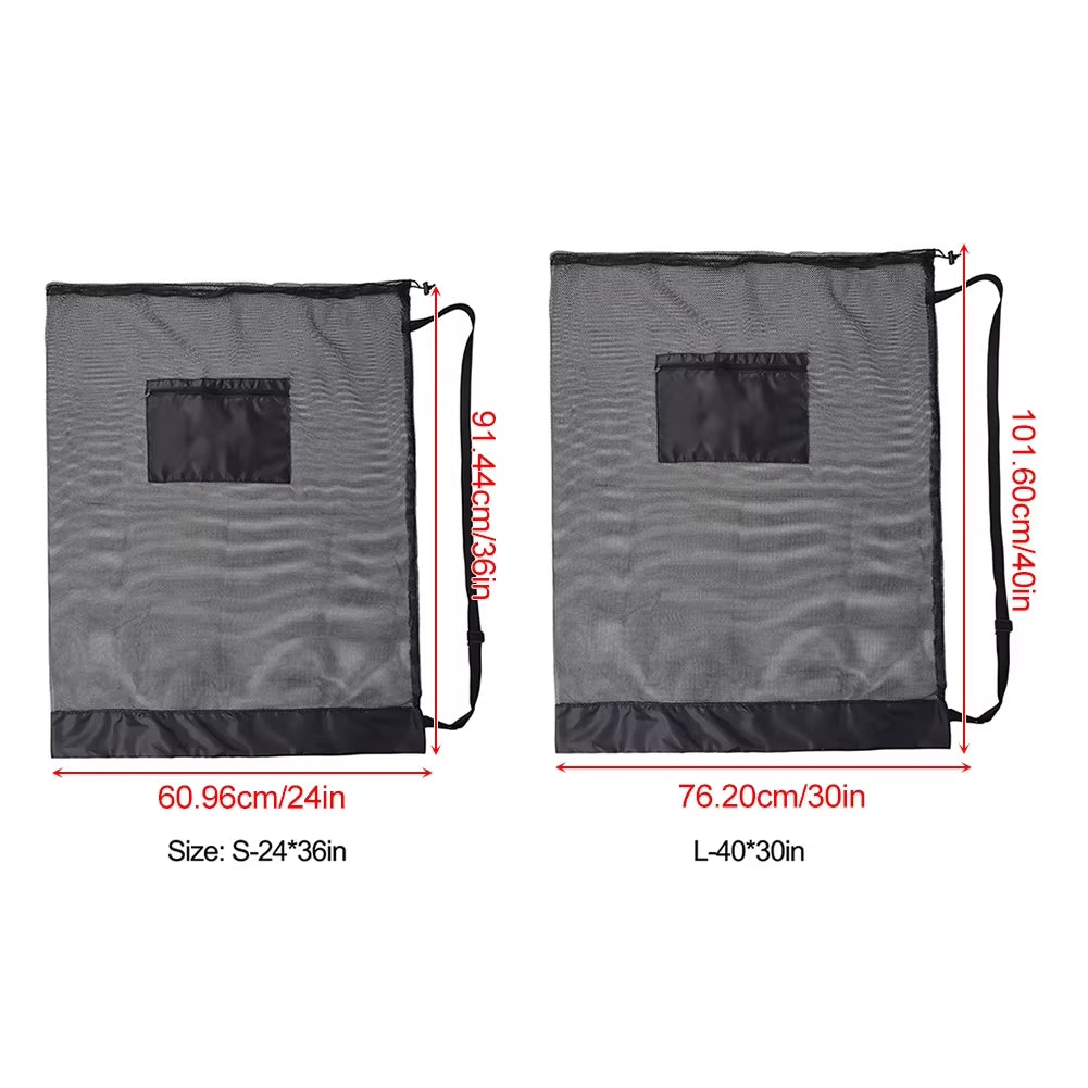 Extra Large Mesh Drawstring Sports Ball Bag with Zipper Pocket - Perfect for Soccer, Basketball, and Football!