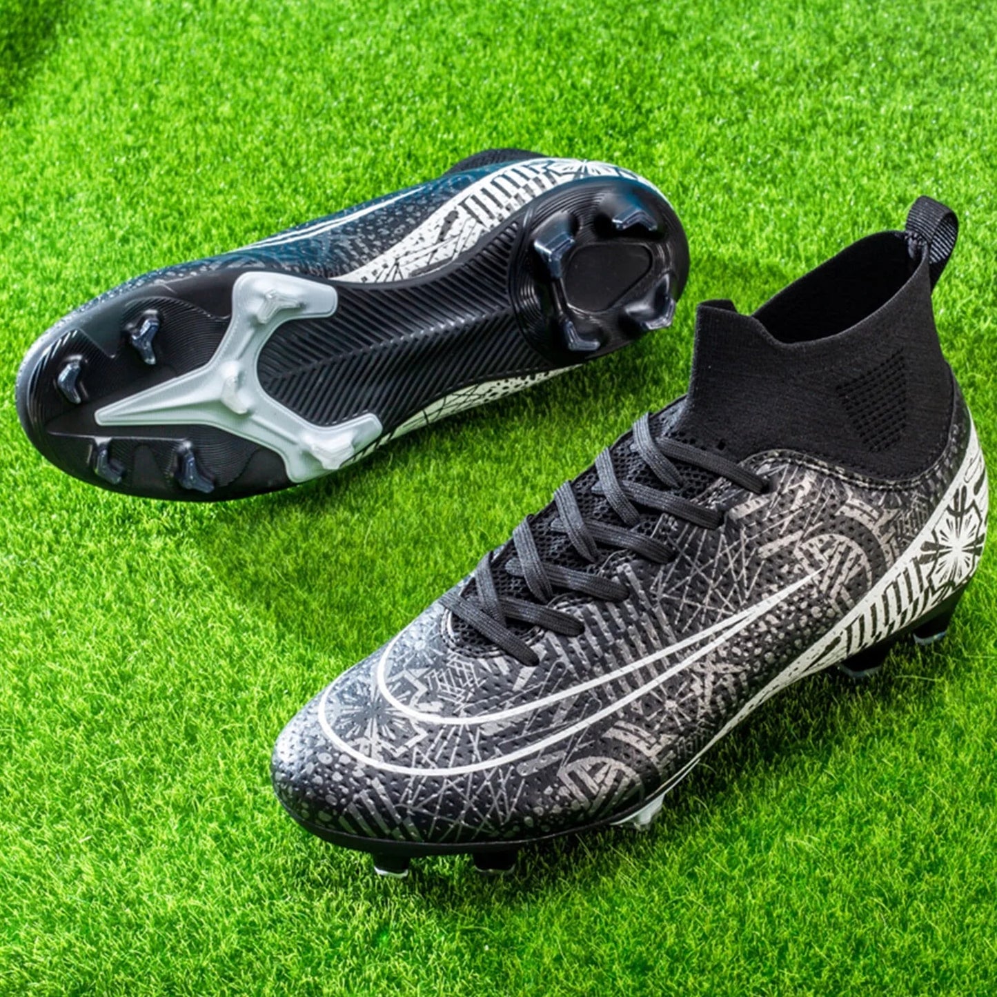 Men'S Soccer Cleats Professional High-Top Football Shoes Outdoor Spikes Soccer Shoes