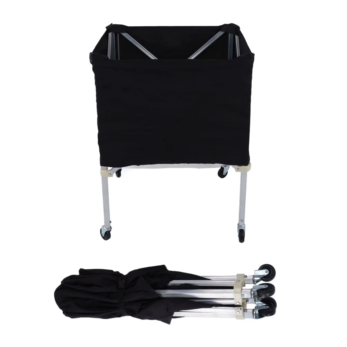 Wheeled Ball Cart Foldable Portable Ball Storage Cart for Basketball Soccer Volleyball
