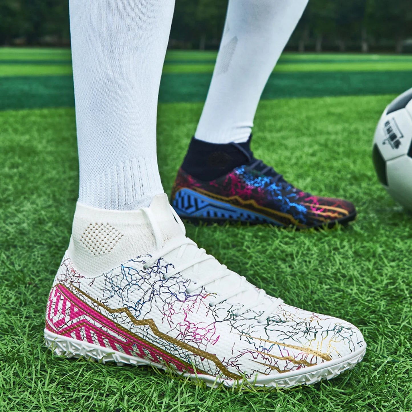 Outdoor High Top Football Shoes Trainer Sneakers Men Soccer Cleats