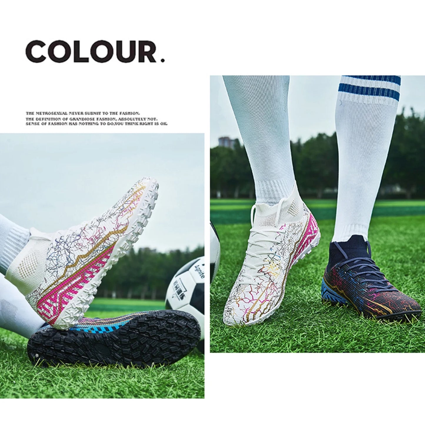 Outdoor High Top Football Shoes Trainer Sneakers Men Soccer Cleats