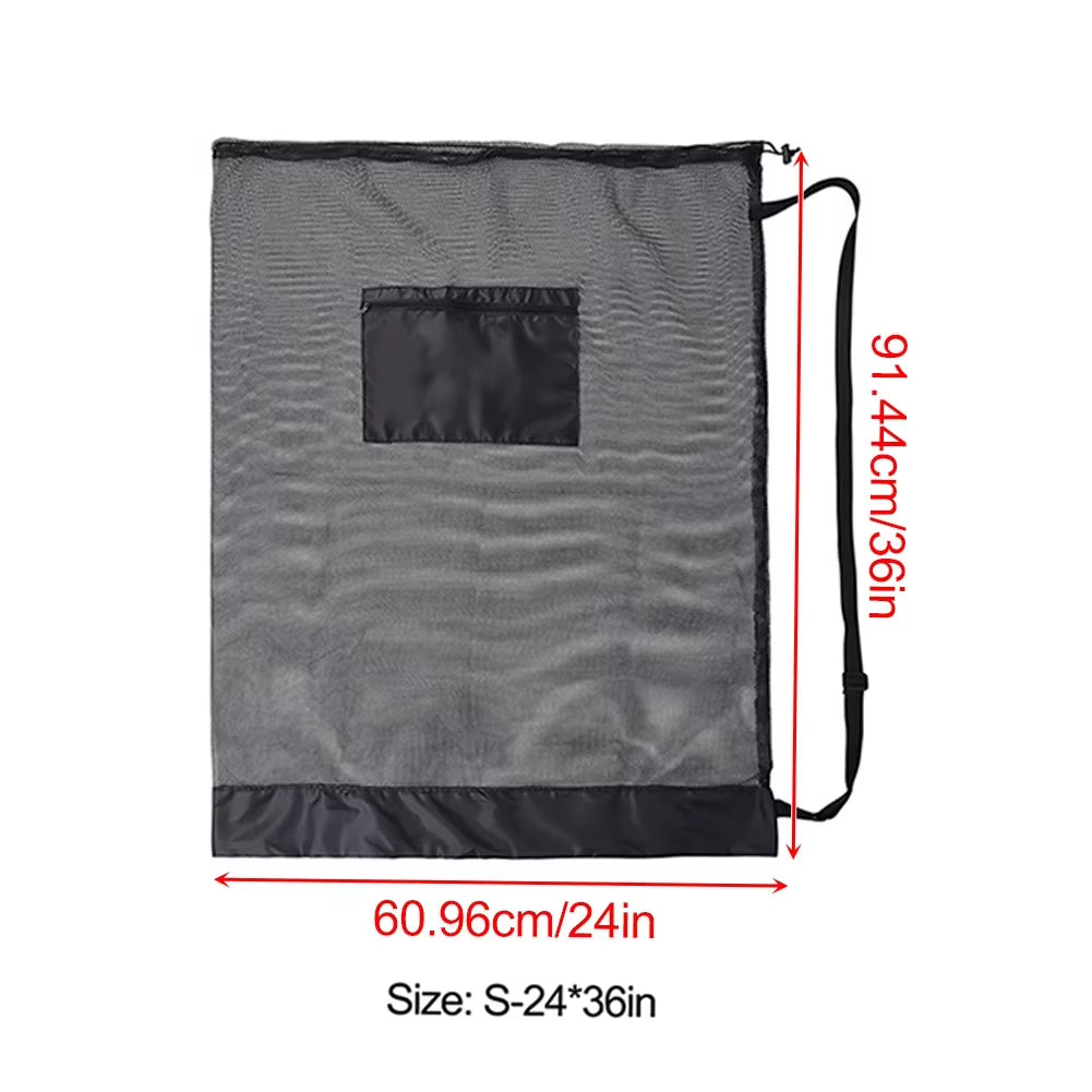 Extra Large Mesh Drawstring Sports Ball Bag with Zipper Pocket - Perfect for Soccer, Basketball, and Football!