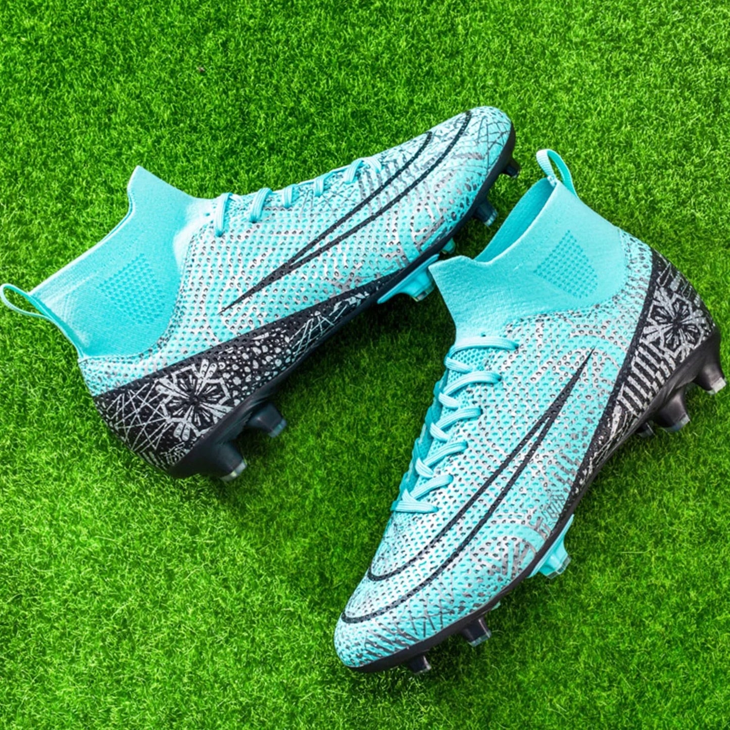 Men'S Soccer Cleats Professional High-Top Football Shoes Outdoor Spikes Soccer Shoes