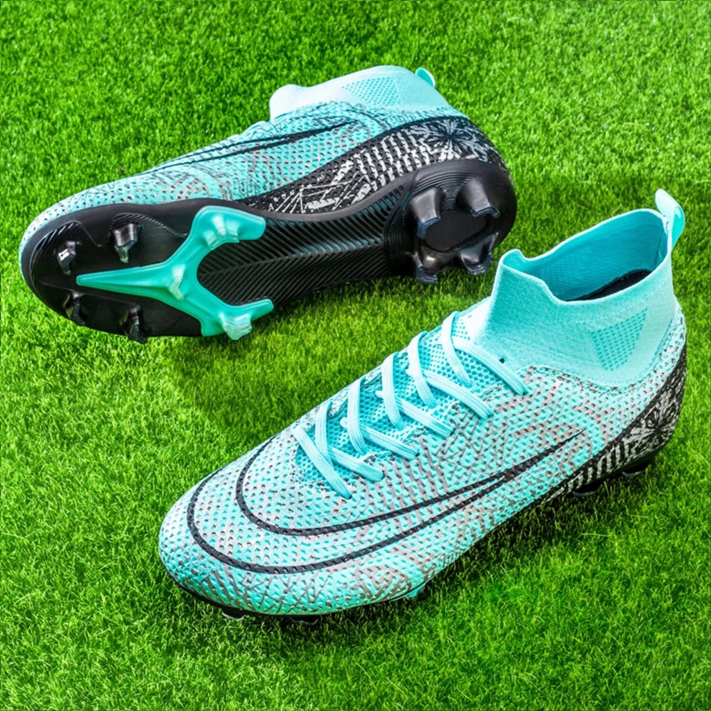 Men'S Soccer Cleats Professional High-Top Football Shoes Outdoor Spikes Soccer Shoes