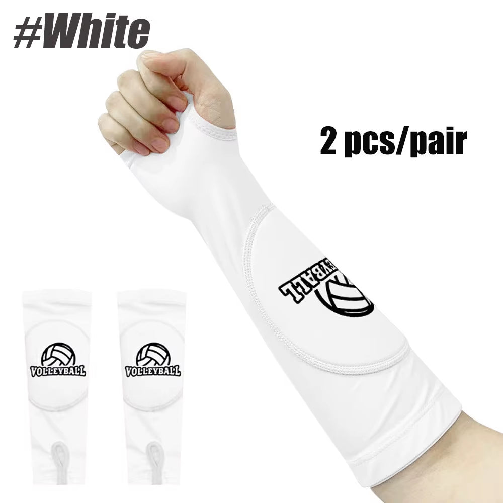 1 Pair Volleyball Padded Passing Forearm Hitting Sleeves, Arm Sleeves and Wrist Support with Protection Pad for Girl, Boy, Adult