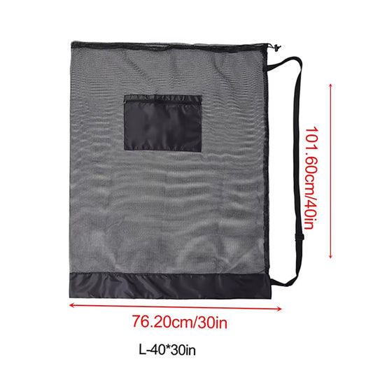 Extra Large Mesh Drawstring Sports Ball Bag with Zipper Pocket - Perfect for Soccer, Basketball, and Football!
