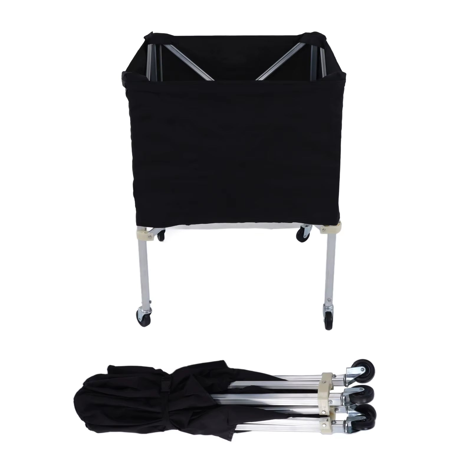 Wheeled Ball Cart Foldable Portable Ball Storage Cart for Basketball Soccer Volleyball