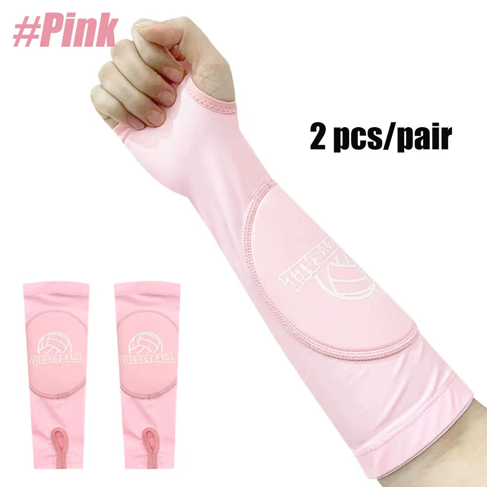 1 Pair Volleyball Padded Passing Forearm Hitting Sleeves, Arm Sleeves and Wrist Support with Protection Pad for Girl, Boy, Adult
